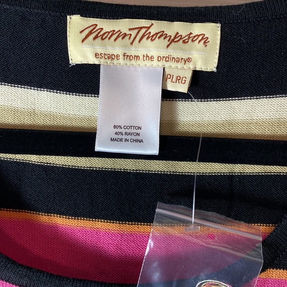 Norm Thompson Cardigan 2 piece Stripped Color Block Sweater Set Short Sleeves - Picture 5 of 6